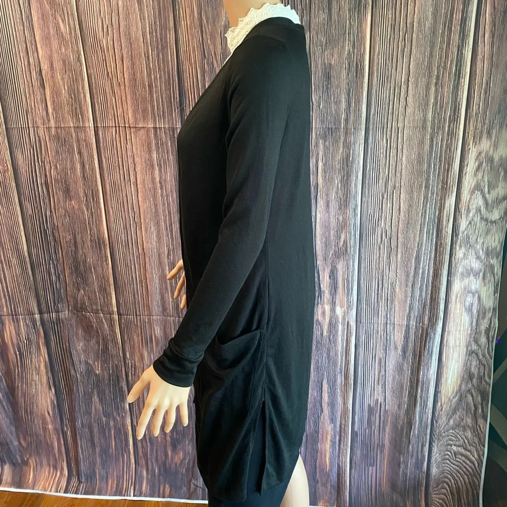 Lemon Tart size XS long black light weight contemporary basic cardigan